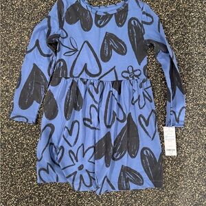Carter's Blue Kids Long-Sleeve Heart & Flower Print Dress